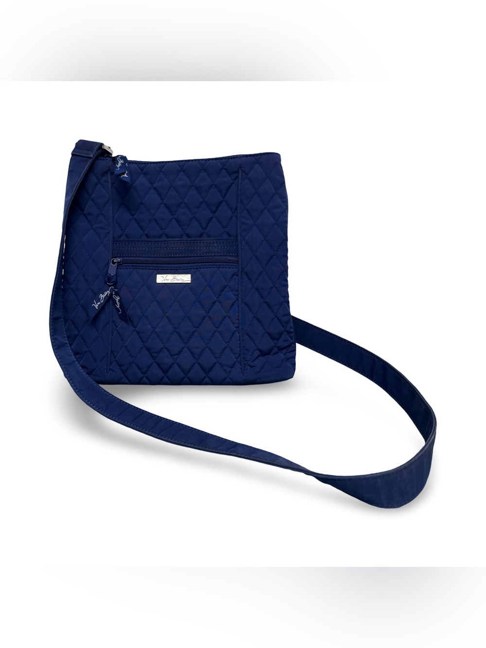 Vera Bradley Quilted Navy Crossbody with Silver Logo Plate